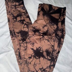 SHEIN Brown and Black Tie-Dye Leggings